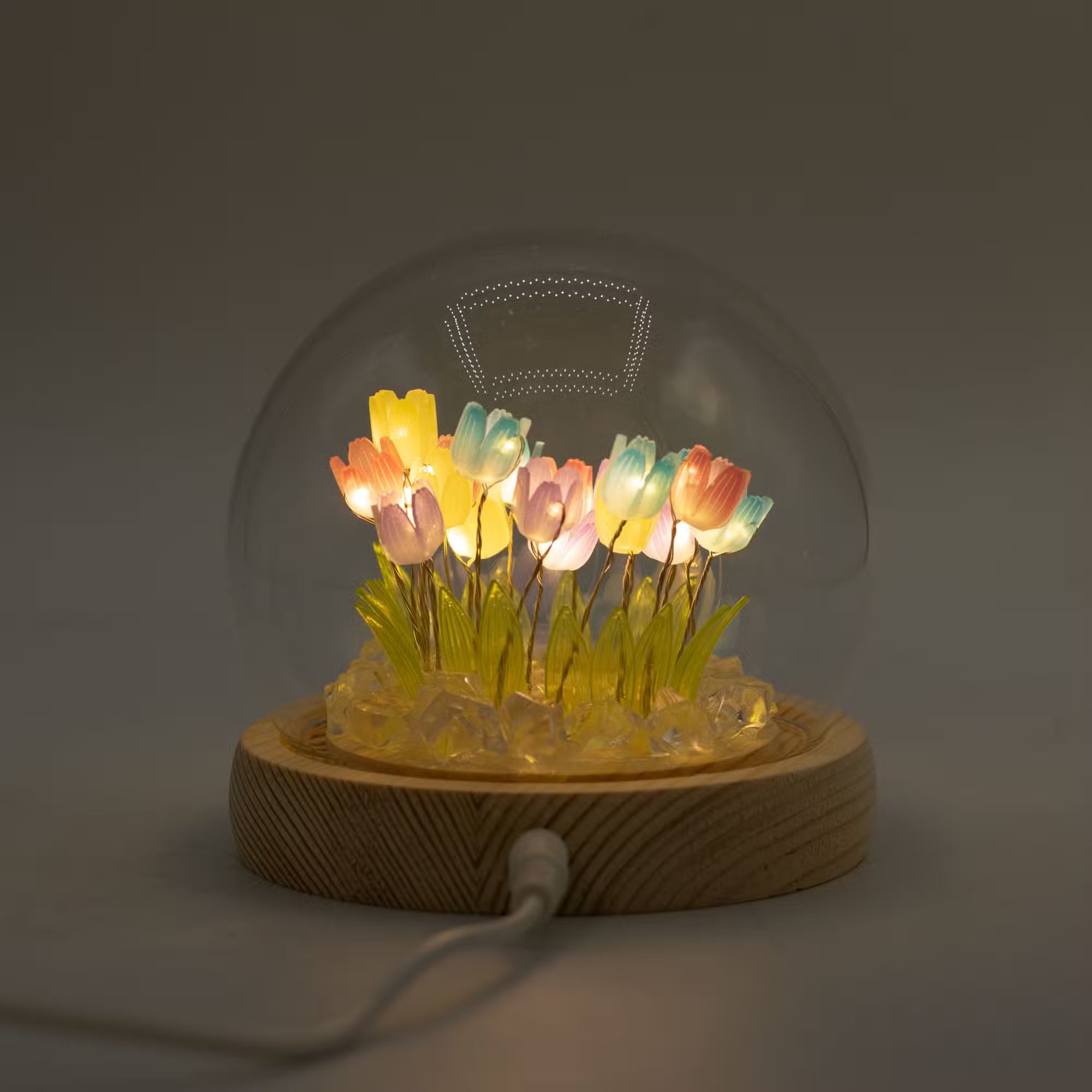 Domo Jardín Floral Glow - 20 tulipanes multicolor - LED USB