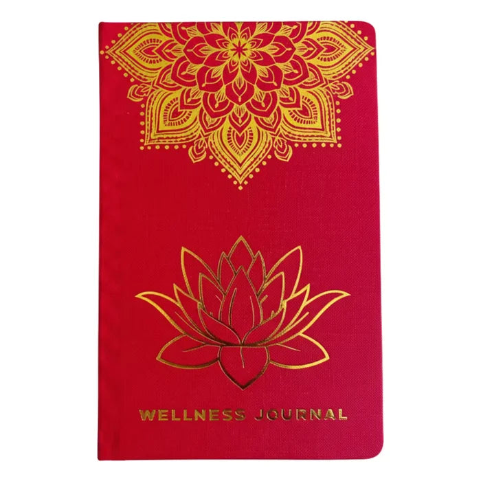 Diari de Benestar Vermell - 120 pàgines - Mandala daurat i lotus