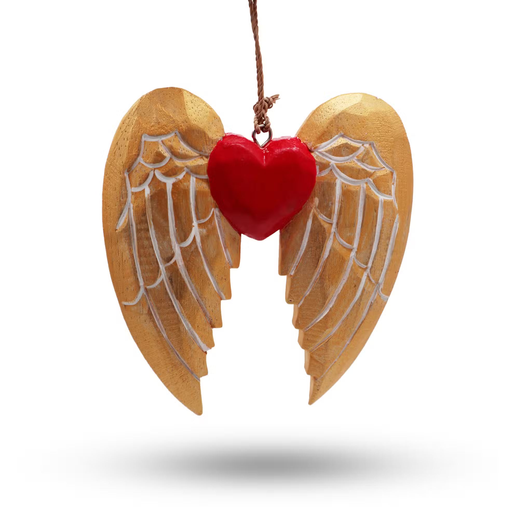 Ala y corazón de ángel de Navidad dorados - Detalle Blanco
