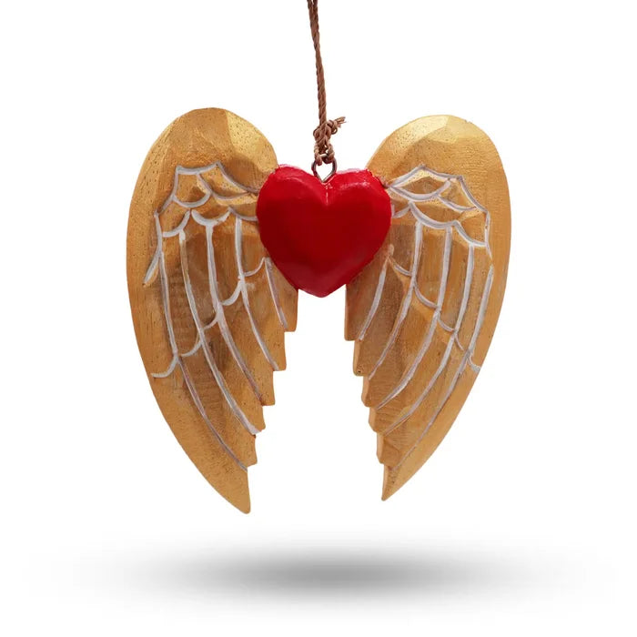 Ala y corazón de ángel de Navidad dorados - Detalle Blanco