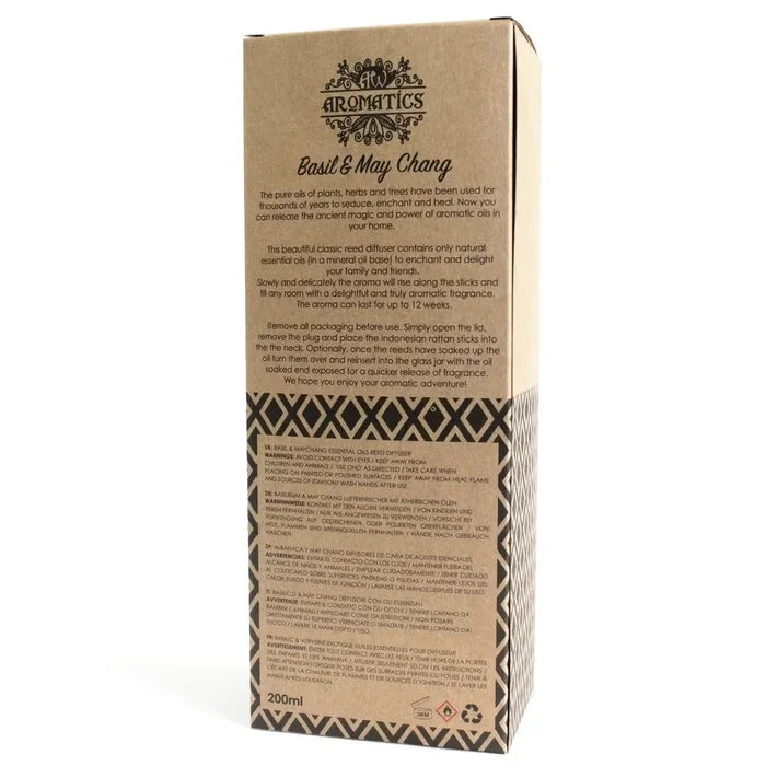 Difusor de Varillas con Aceites Esenciales de Albahaca y May Chang - 200 ml