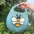 Bolsa abeja de fieltro al agua - Azul y verde