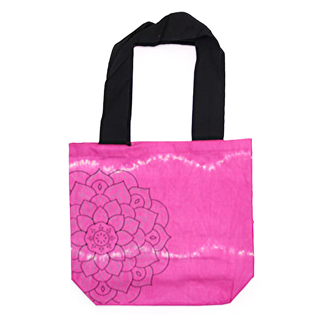 Bolsa de Algodón "Tie Dye" -Mandala - Magenta - Asa Negra