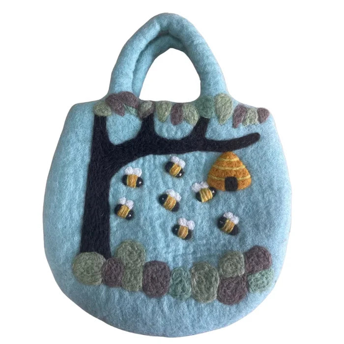 Bolsa abeja de fieltro al agua - Árbol con colmena