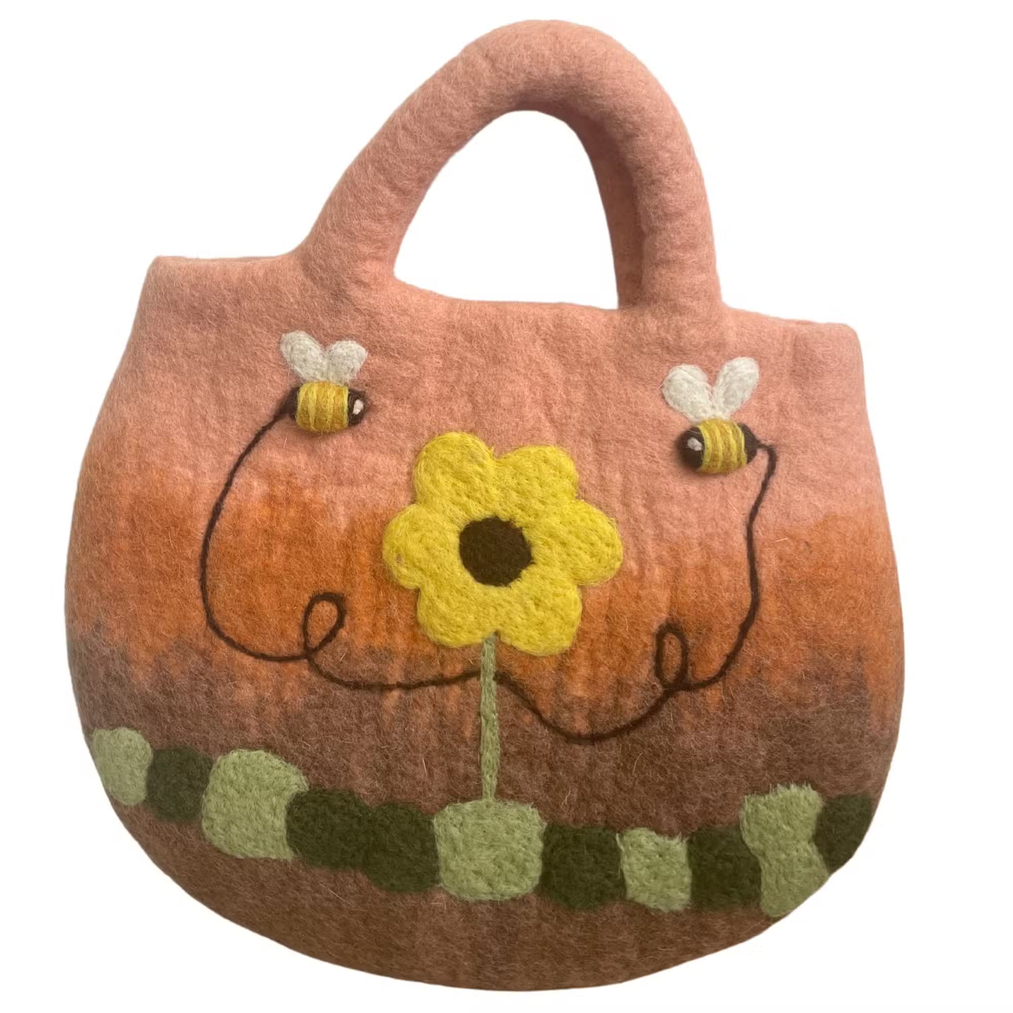 Bolsa abeja de fieltro al agua - Girasoles y abejas