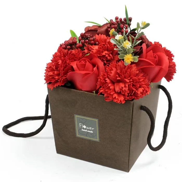 Bouquet de Flores de Jabón de Rosas Rojas y Claveles – Baño Relajante y Regalo Especial
