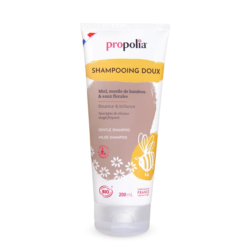Champú suave orgánico de miel, aguas florales y médula de bambú – 200ml