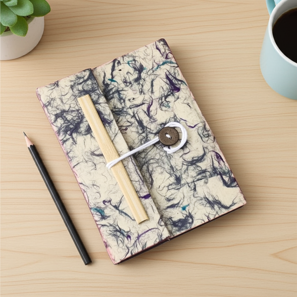 Cuaderno Grande Lokta - Algodón Azul Mixto-45 hojas-21x15cm