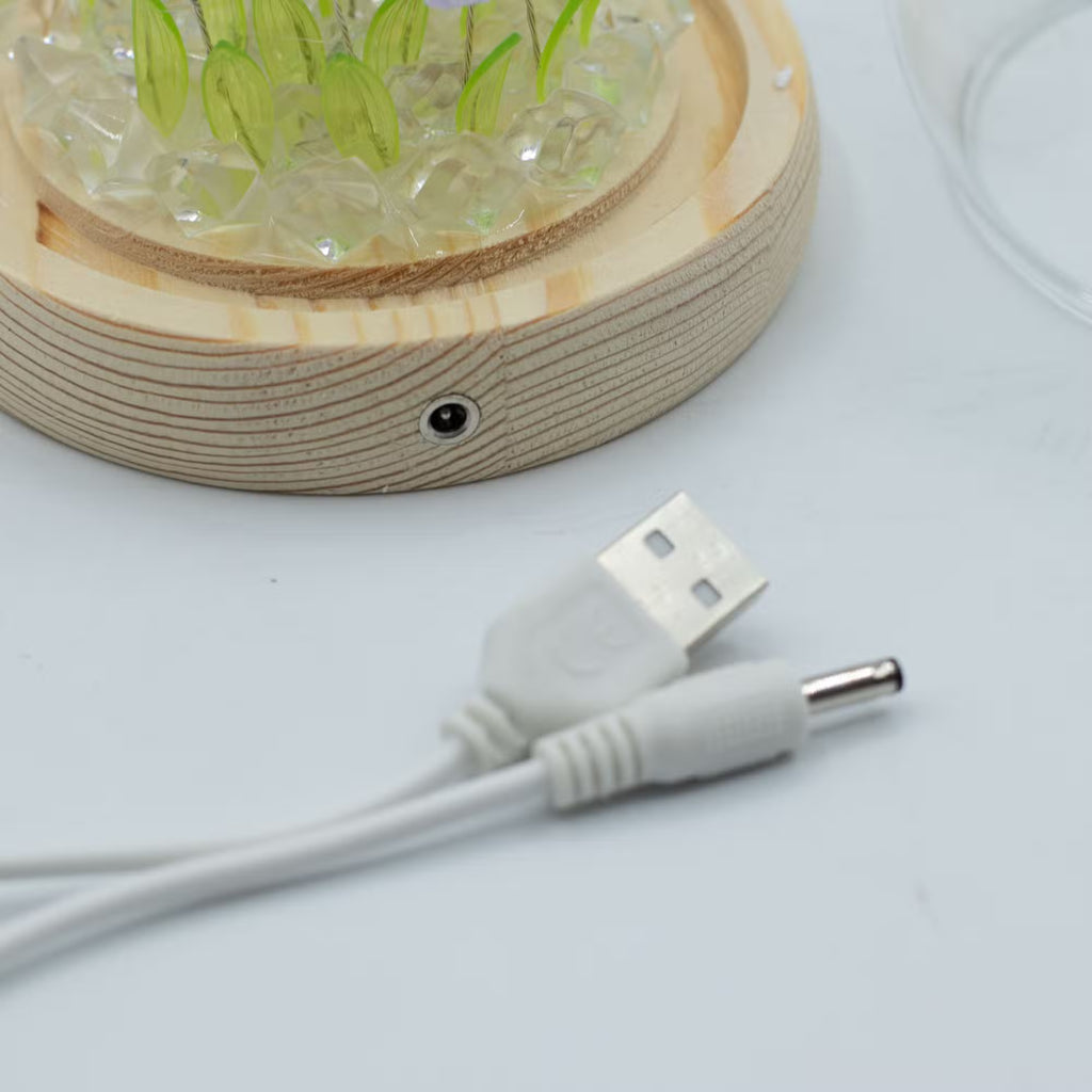 Domo Jardín Floral Glow - 20 tulipanes multicolor - LED USB