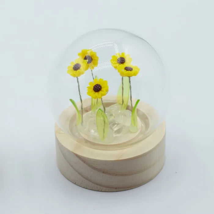 Domo de jardín Brillo Floral - 5 girasoles - Batería LED