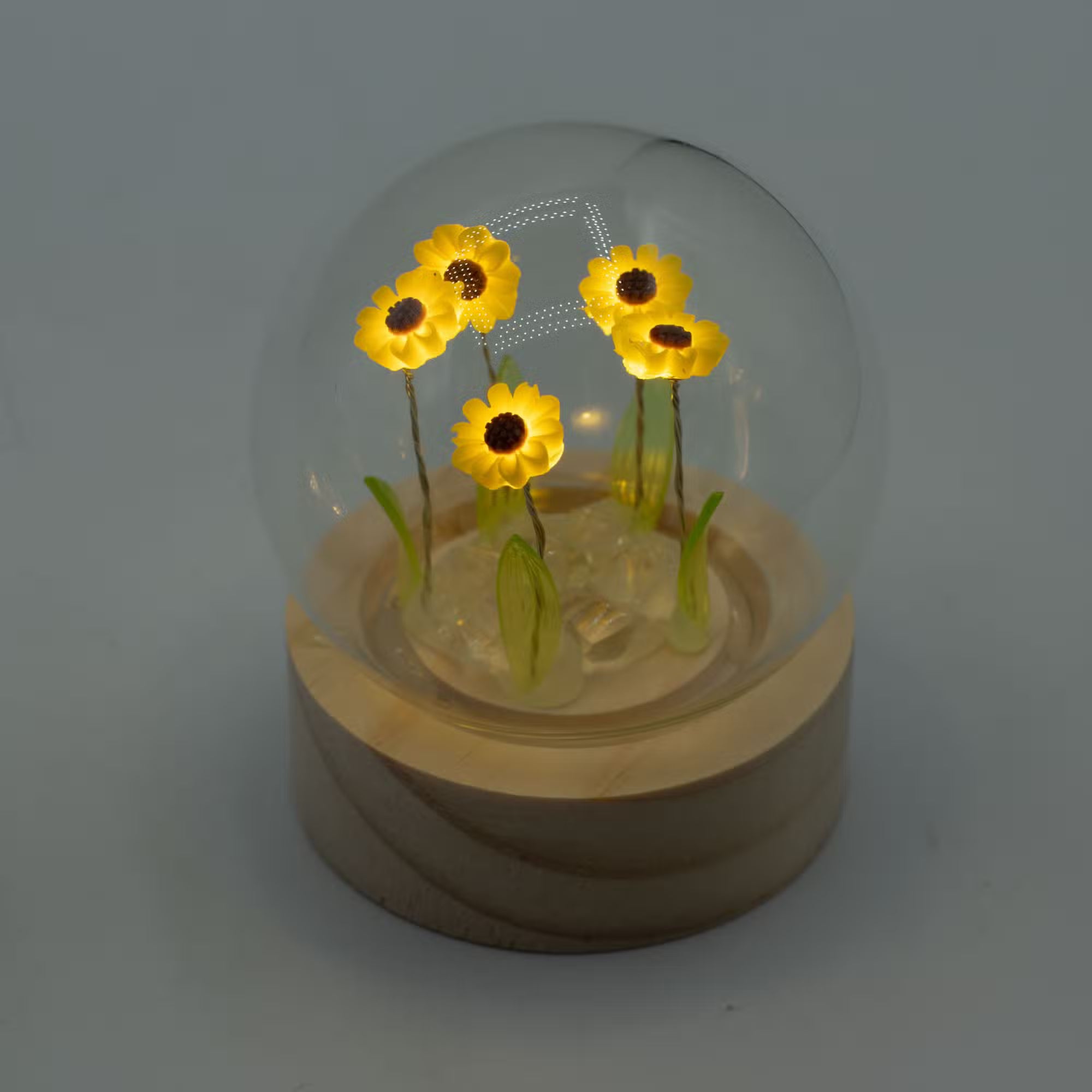 Domo de jardín Brillo Floral - 5 girasoles - Batería LED