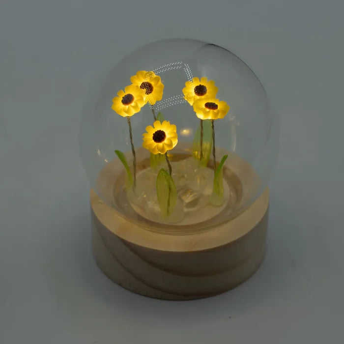 Domo de jardín Brillo Floral - 5 girasoles - Batería LED
