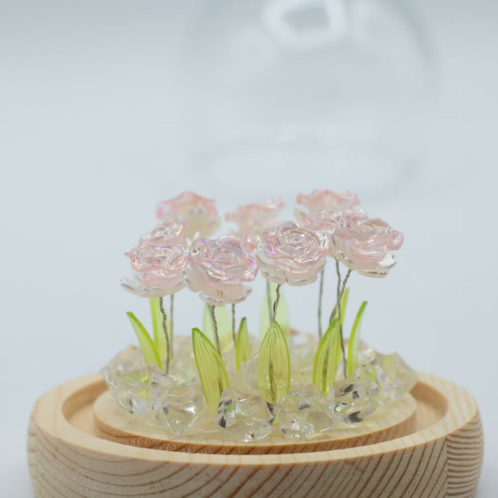 Domo de jardín Floral Glow - 10 rosas rosadas - LED USB