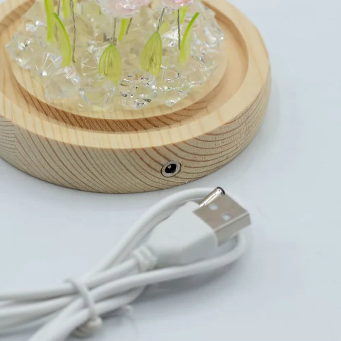 Cúpula de jardí Floral Glow - 10 roses rosades - LED USB