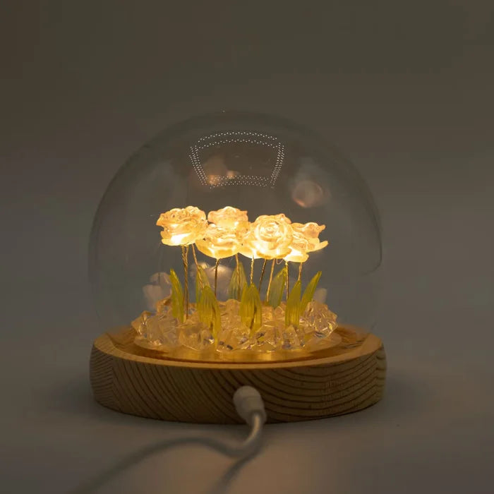 Cúpula de jardí Floral Glow - 10 roses rosades - LED USB