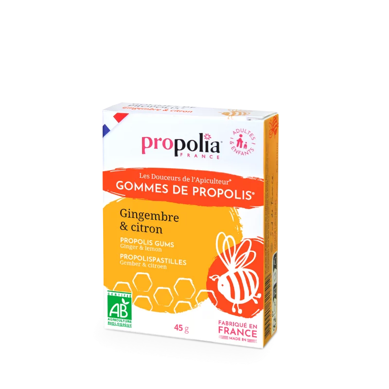 Gominolas ecologicas de Propóleo, jengibre y limón – 45grs