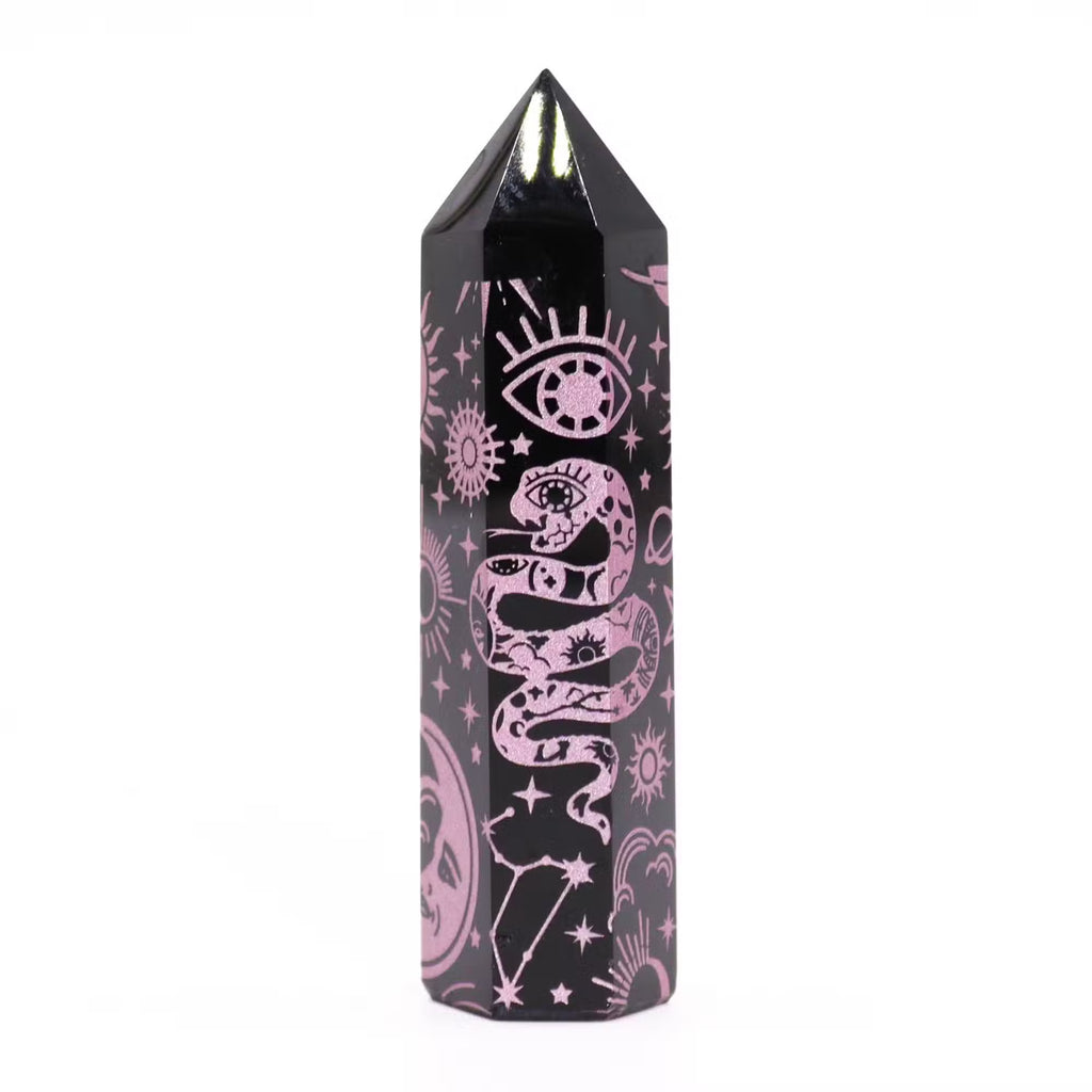Puntas de Obsidiana Negra Historia Mística - Rosa