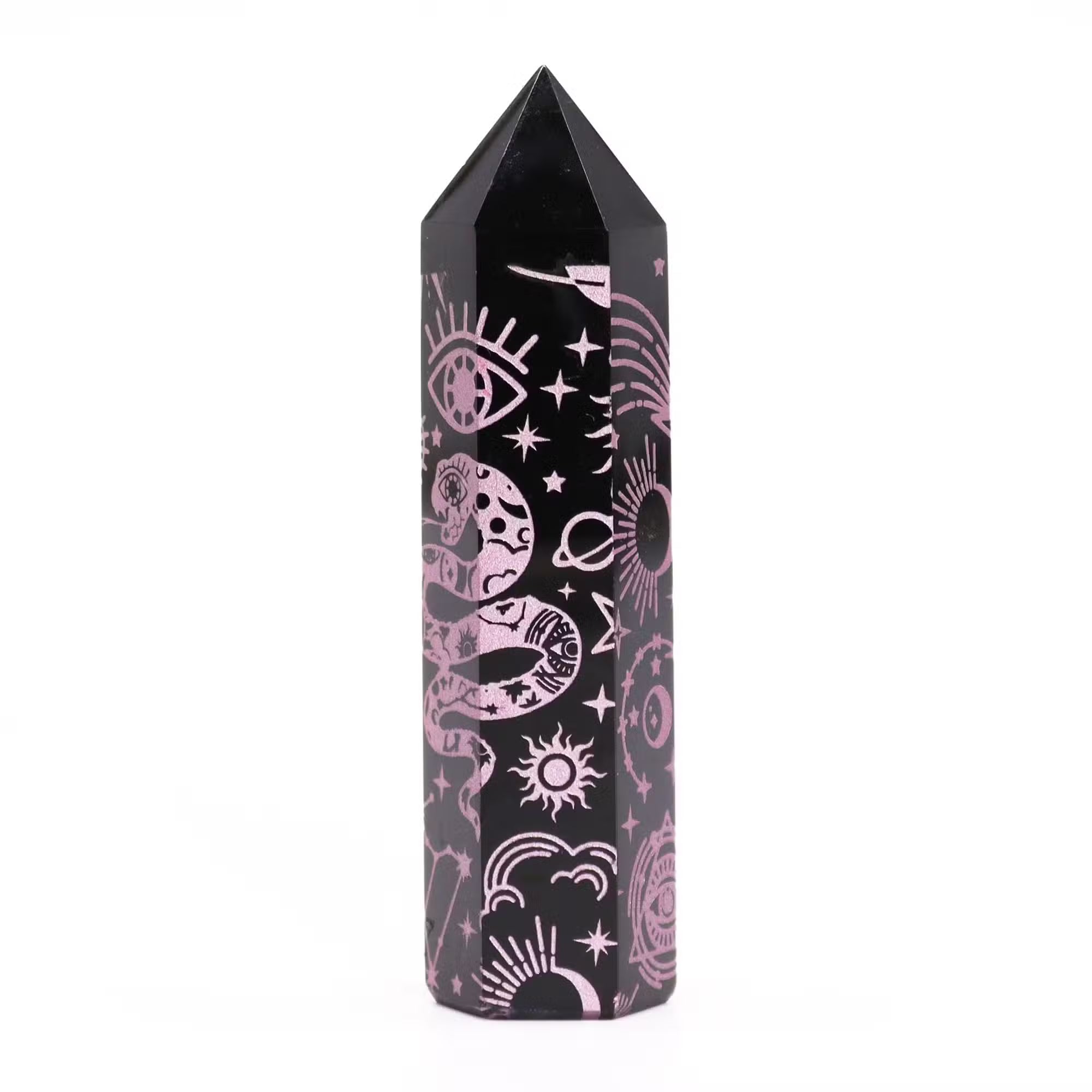 Puntas de Obsidiana Negra Historia Mística - Rosa