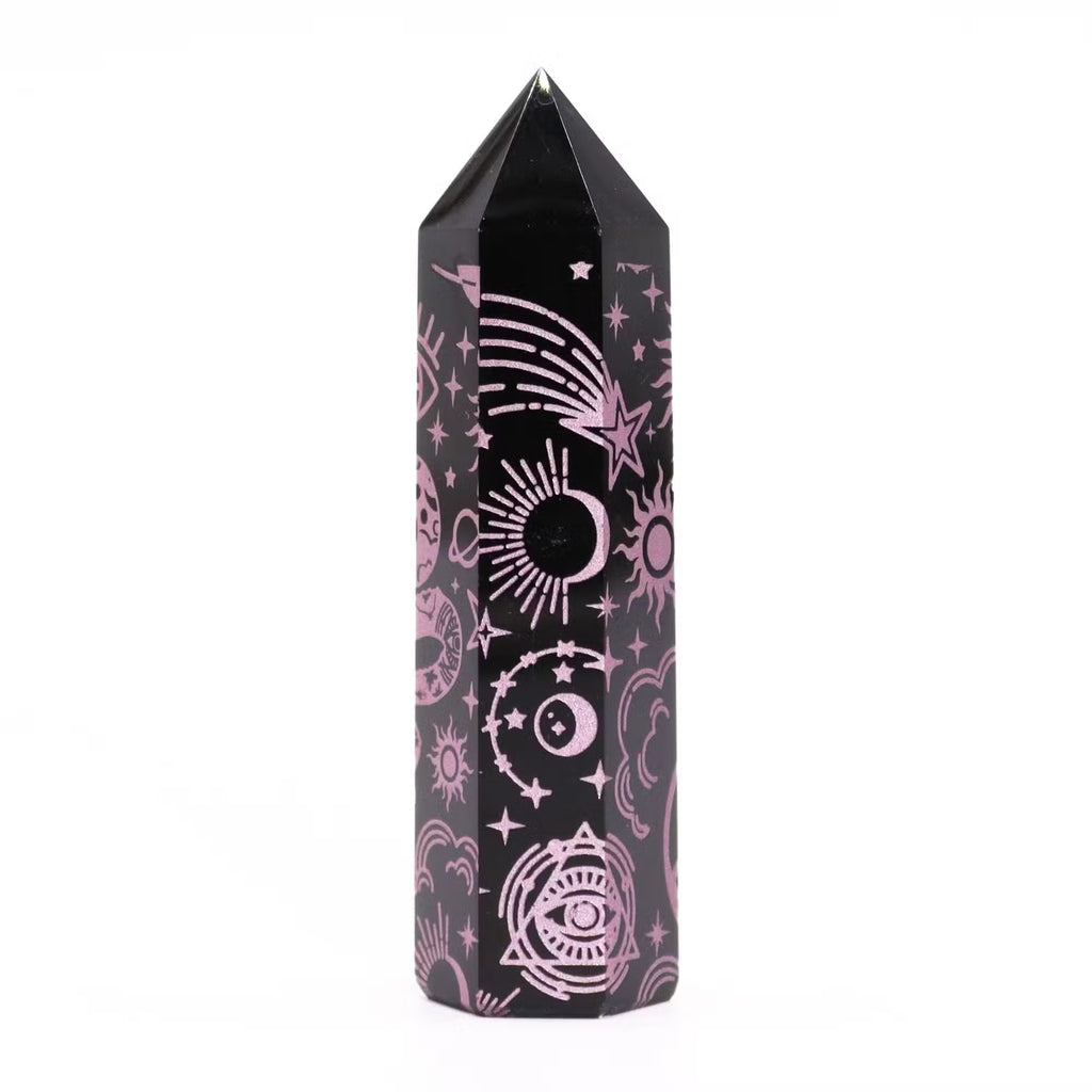Puntas de Obsidiana Negra Historia Mística - Rosa