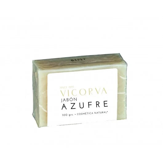 Pastilla de Jabón Vegetal de Azufre Vicorva – Limpieza Purificante para Piel Grasa - 100 g