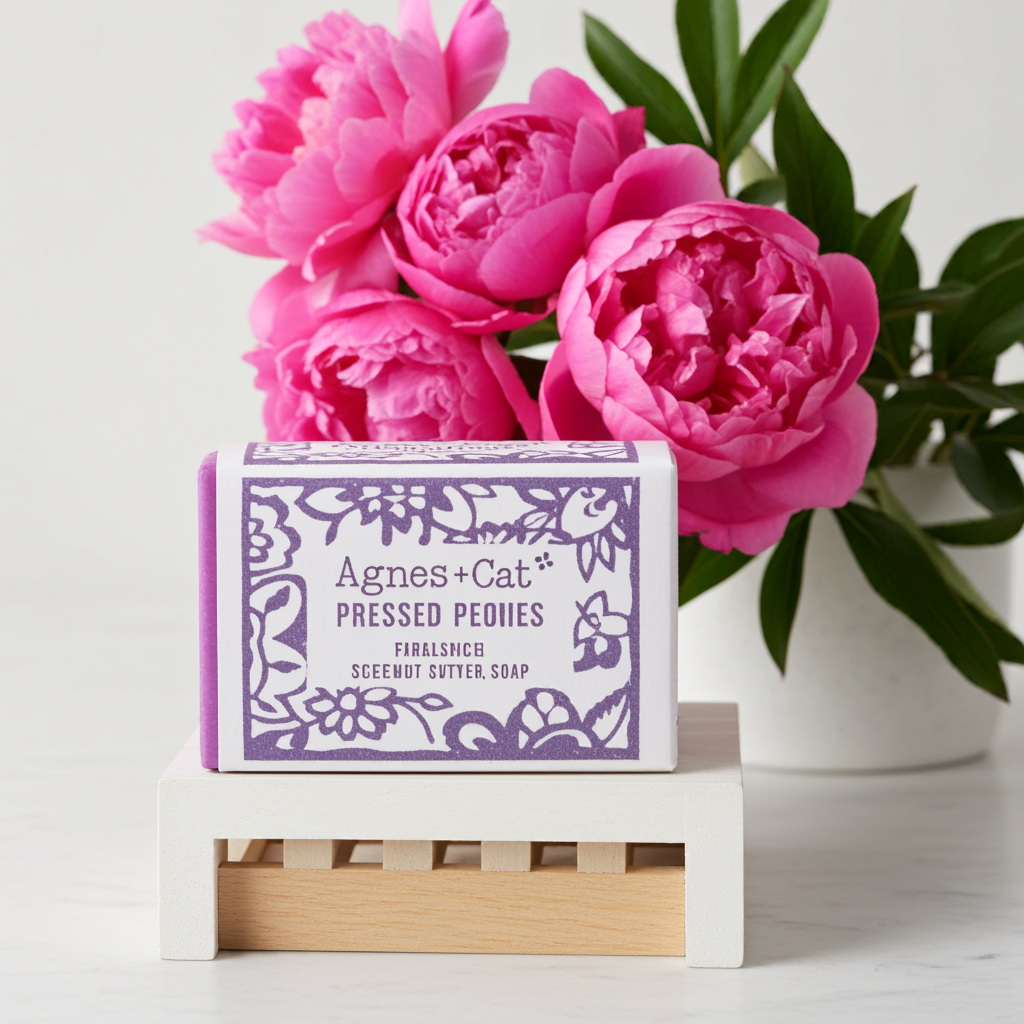 Jabón de manos artesanal de peonias prensadas - 140g