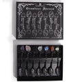 Juego de 7 Cucharas de Bruja de Cristal de Piedra Preciosa de Plata Oscura