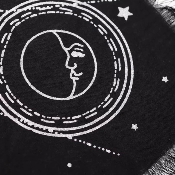 Mantel de altar esotérico con flecos - Carta Lunar y Solar
