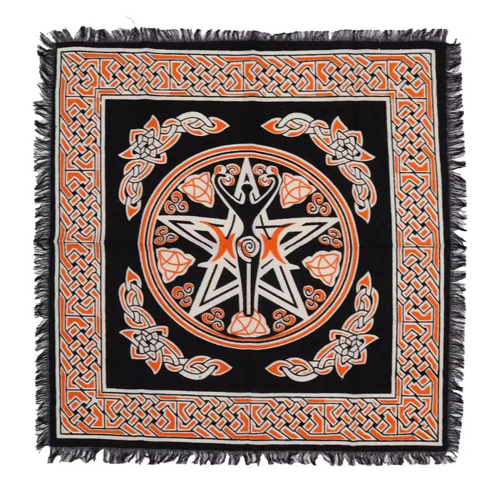 Mantel de altar esotérico con flecos - Madre Tierra