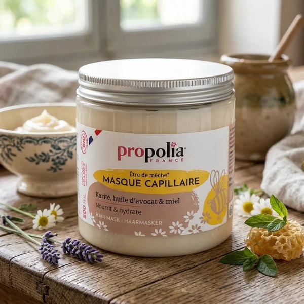 Mascarilla capilar orgánica de miel, karité y aceite de aguacate – 500 ml