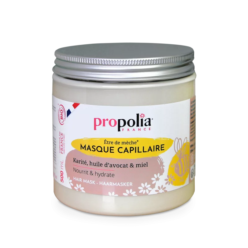 Mascarilla capilar orgánica de miel, karité y aceite de aguacate – 500 ml