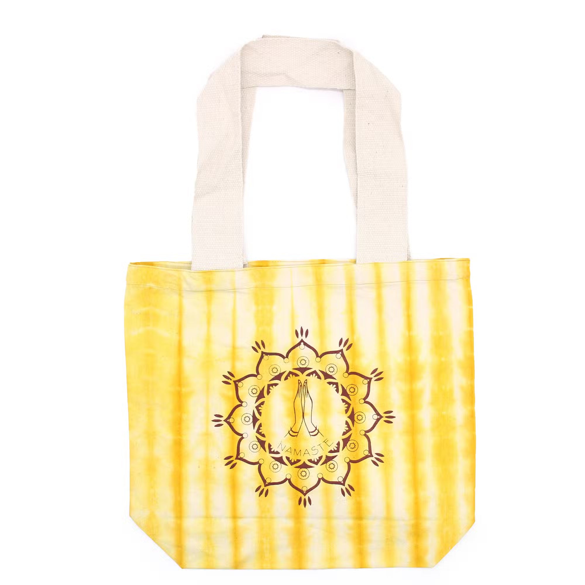 Bolsa de Algodón "Tie Dye" -Namaste Hands - Yellow - Asa Natural