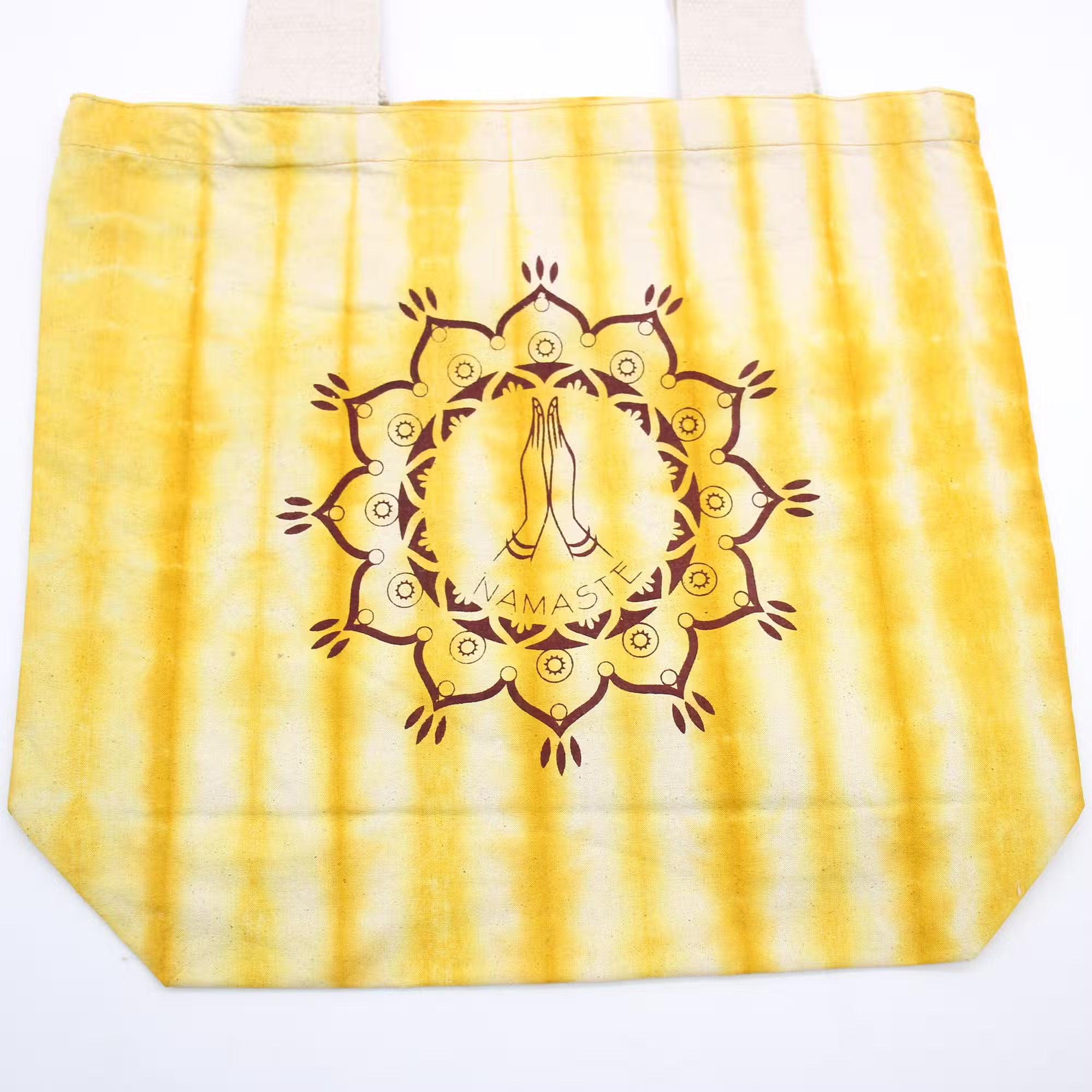Bolsa de Algodón "Tie Dye" -Namaste Hands - Yellow - Asa Natural