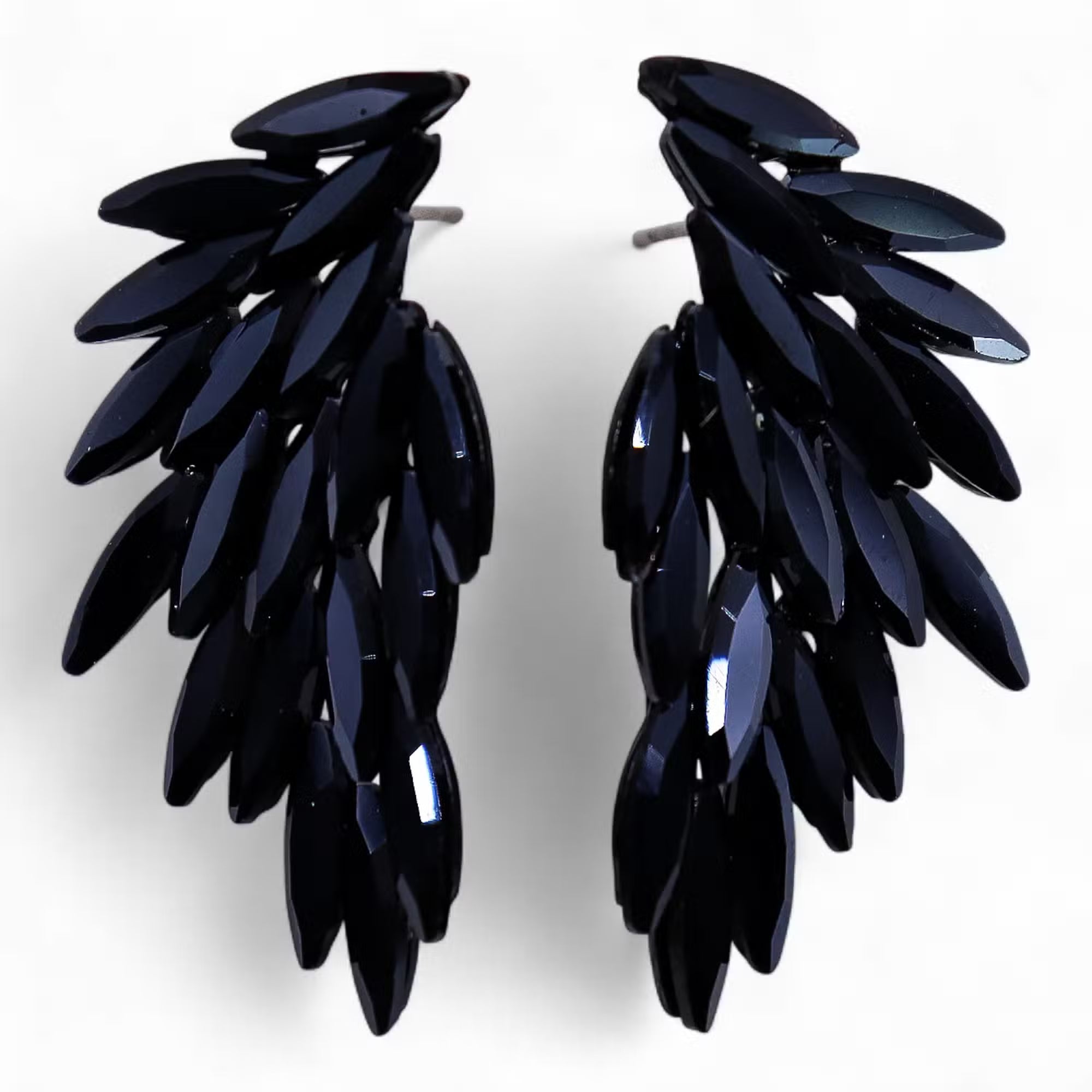 Pendientes de Cristal Vintage - Alas de ángel - Negro Azabache