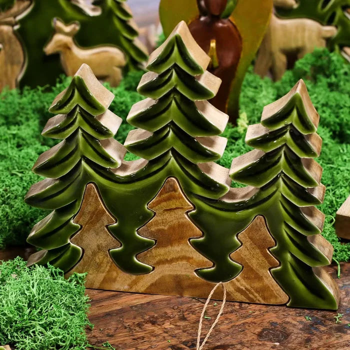 Decoración de madera 3D Perdido en el Bosque – Tres Árboles 20 × 23 cm
