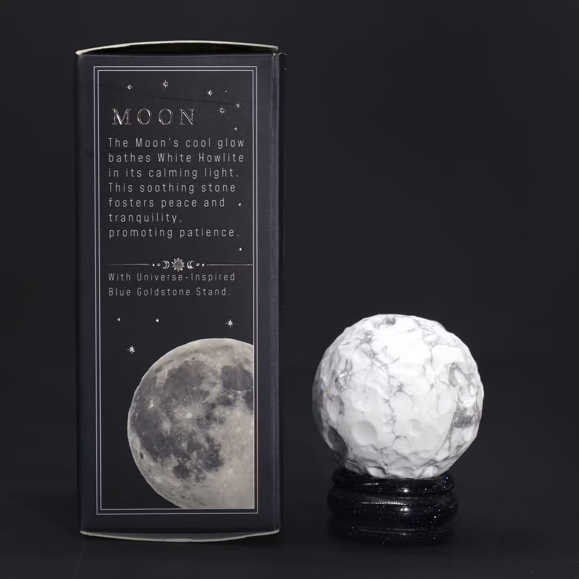 Planeta Howlite Blanco con Soporte Solar (LUA) - 40mm