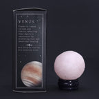 Planeta de Cuarzo Rosa con Soporte Solar (VÉNUS) - 40mm