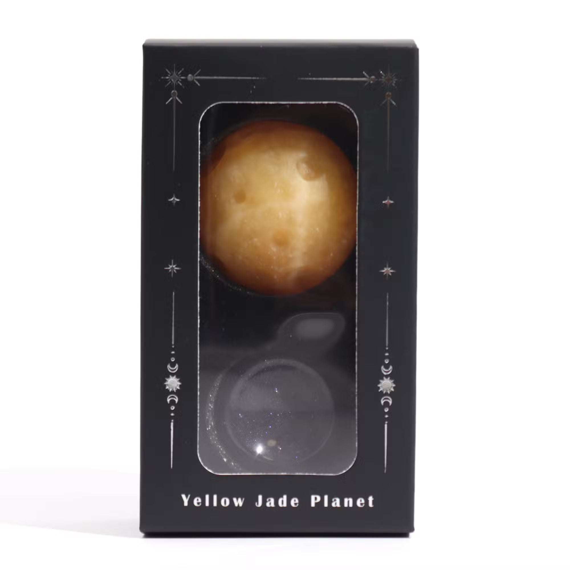 Planeta de Jade Amarillo con Soporte Solar (SATURNO) - 40mm