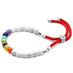 Pulsera de hilo rojo con Khaulita blanca - Chakras