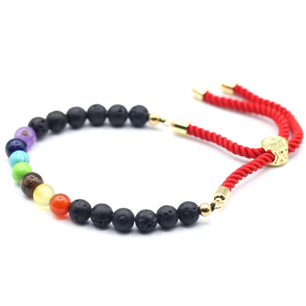Pulsera de hilo rojo con Piedras Volcánicas