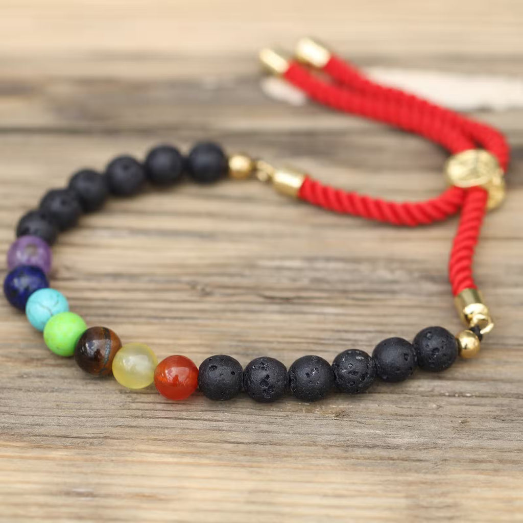 Pulsera de hilo rojo con Piedras Volcánicas