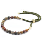 Pulsera de hilo verde con Jasper multicolor