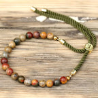 Pulsera de hilo verde con Jasper multicolor