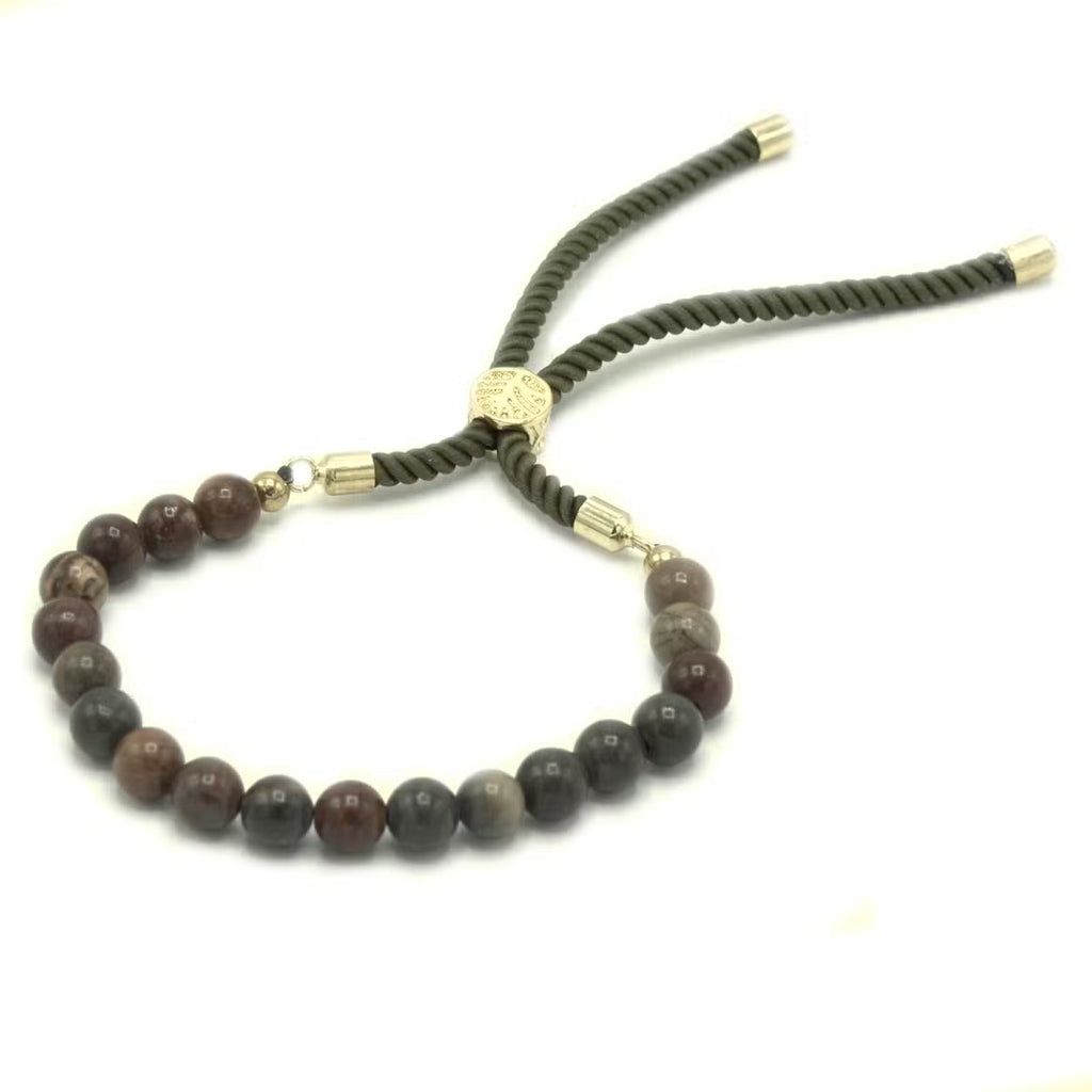 Pulsera de hilo verde con Jásper multicolor