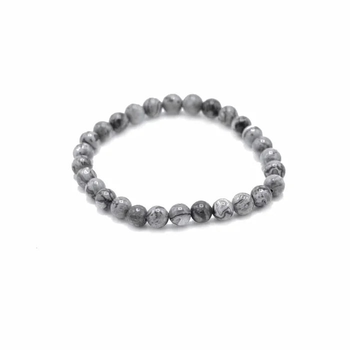Lot de 2 polseres de pedres precioses -Jaspi Blanc + Jade oliva-Pau i curació