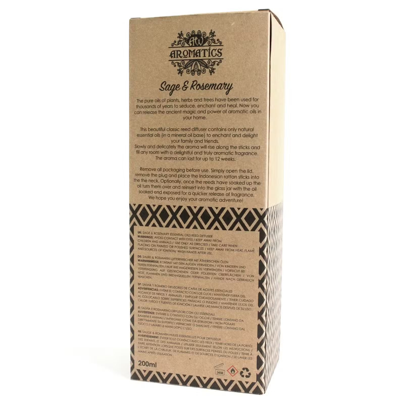 Difusor de Varillas con Aceites Esenciales de Salvia y romero