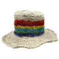 Sombrero boho de cáñamo y algodón tejido a mano - Arcoiris