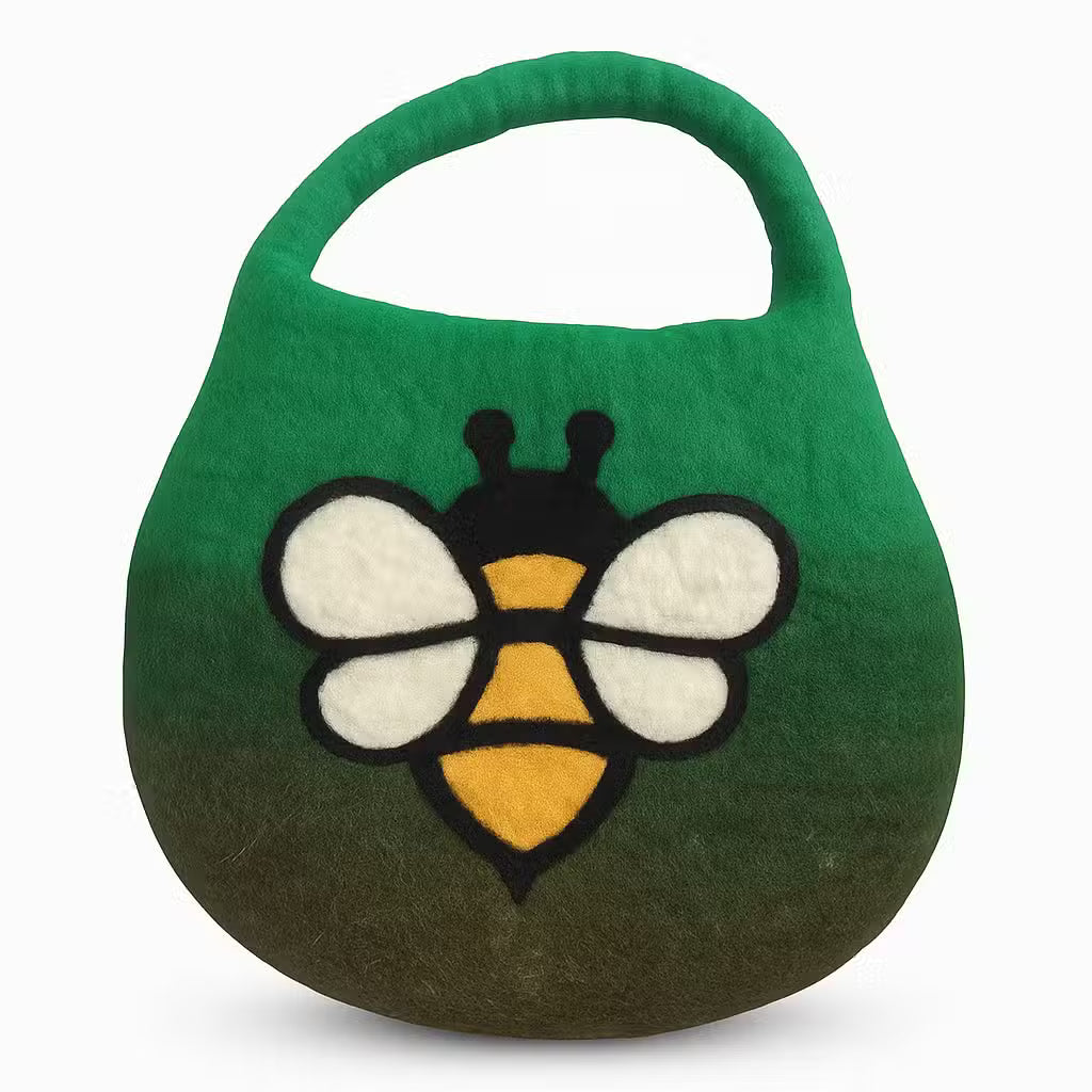 Bolsa abeja de fieltro al agua - Tonos verdes