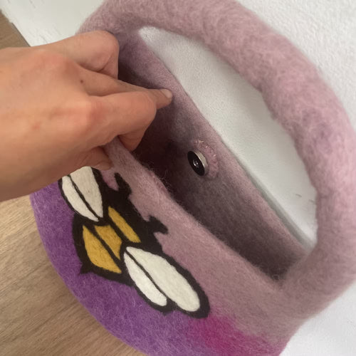 Bolsa abeja de fieltro al agua - Tonos lavanda