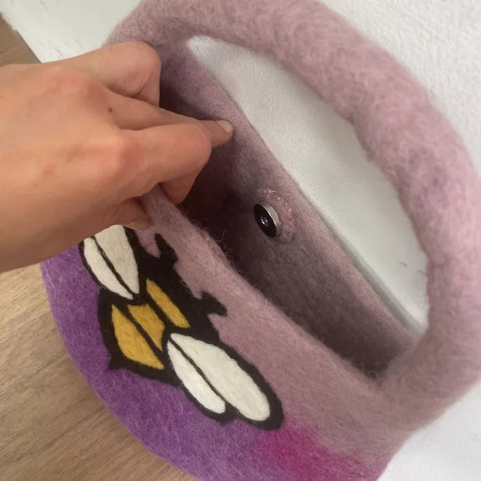 Bolsa abeja de fieltro al agua - Tonos lavanda