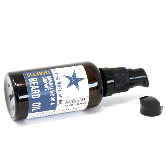 Aceite para Barba Almizcle Vikingo - Limpia - 50 ml - Nutrición, Suavidad y Aroma Cítrico Amaderado